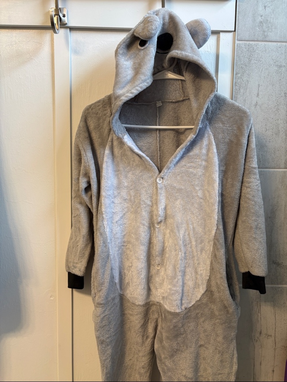 Grey koala Plush Hooded Onesie : girls medium